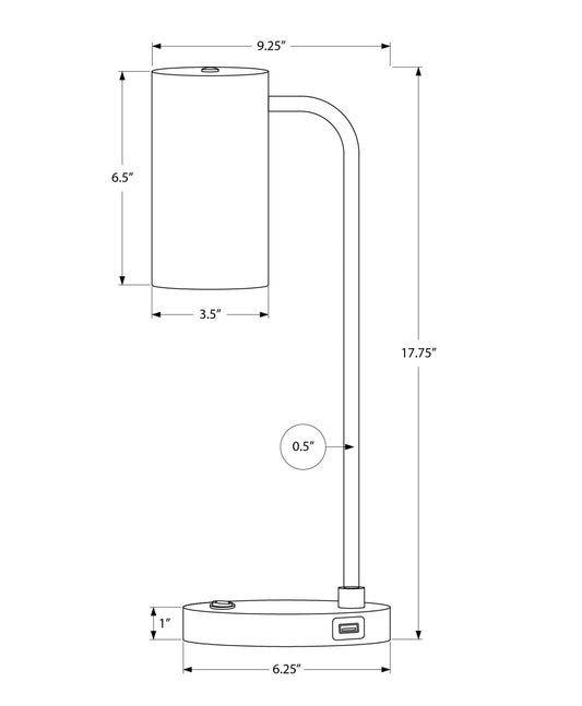 Lighting, Table Lamp, USB Port Included, Modern - Gray
