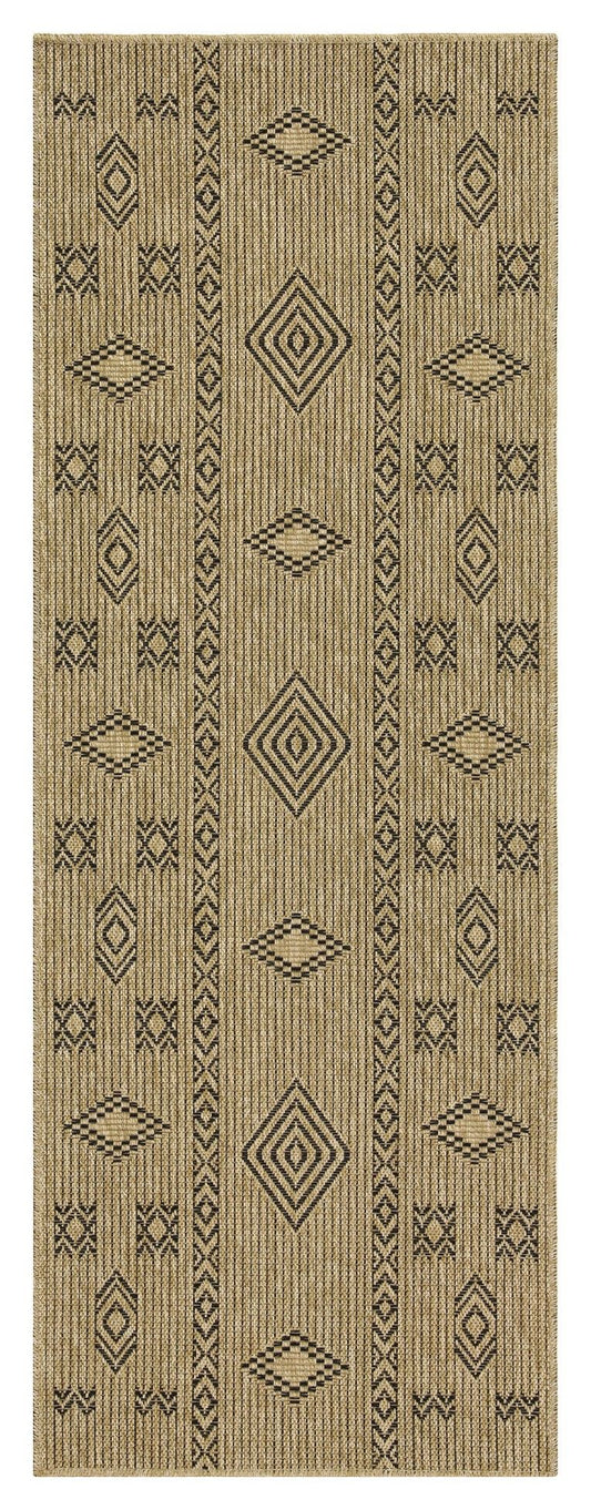 Earth - 5'3" X 7'3" Indoor, Outdoor Area Rug Polypropylene - Jute / Black