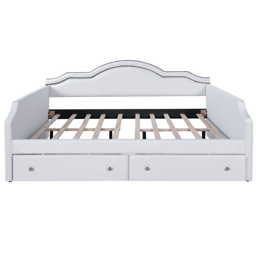 Upholstered Daybed With LED Lights And 2 Drawersme