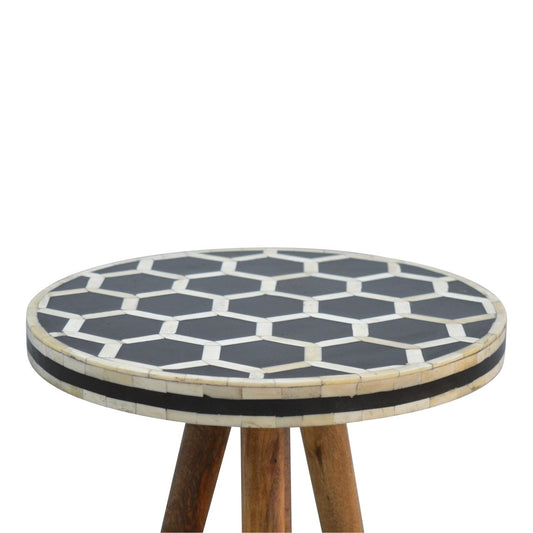 Inlay - Bone Tripod Stool - Beige / White