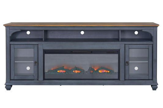 Americana - 86 In Fireplace TV Stand For TVs Up To 95" - Blue