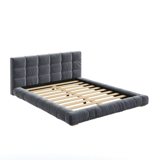 Upholstered Platform Bed Frame With Tufted Headboard