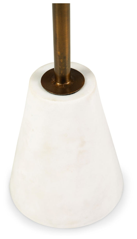 Caramont - Accent Table with White Base - Black / White / Gold Finish