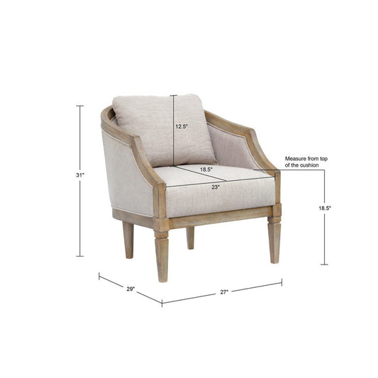 Classic Chair With Solid Wood Frame And Jacquard Upholstery - Beige