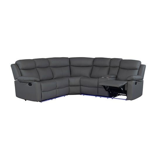 Blanche - Sectional Sofa With LED Lighting And Integrated Speaker - Gray