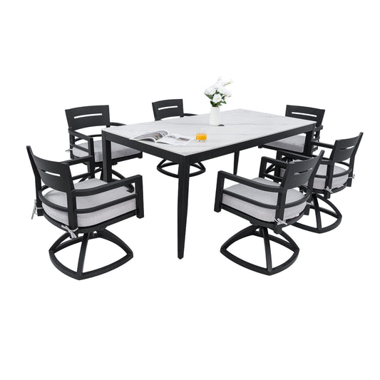 Modern Outdoor Patio Dining Set With Table And Chairs With Sunbrella Cushions
