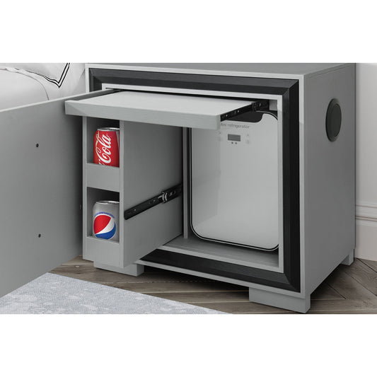 Adelaide - Nightstand With Cooler And Speaker - Gray / Black