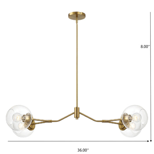 Jewel - 4 Lights Modern Farmhouse Chandelier Ceiling Hanging Light Fixture - Clear / Gold