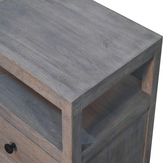 Acid - 2 Drawer Open Bedside Table - Gray Ash