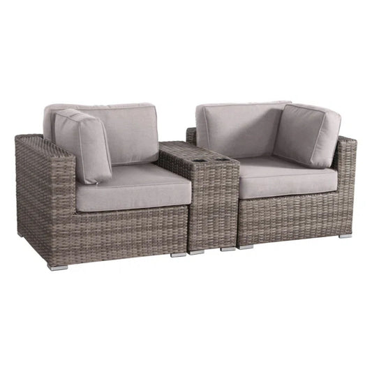 Handcrafted Outdoor Loveseat With Wicker Seating