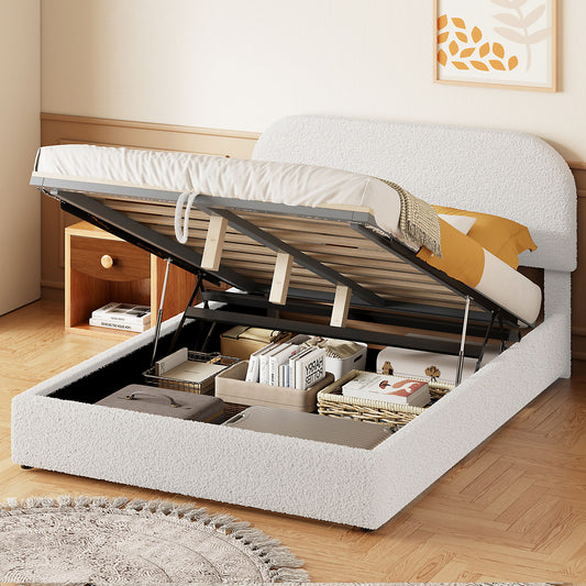 Upholstered Platform Bed With Hydraulic Storage System