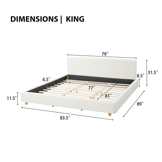 Upholstered Platform Bed Frame With Thick Headboard