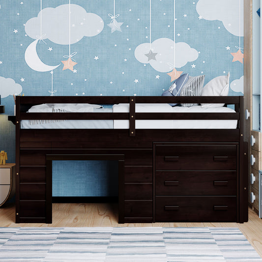 Loft Bed With Cabinet And Shelf