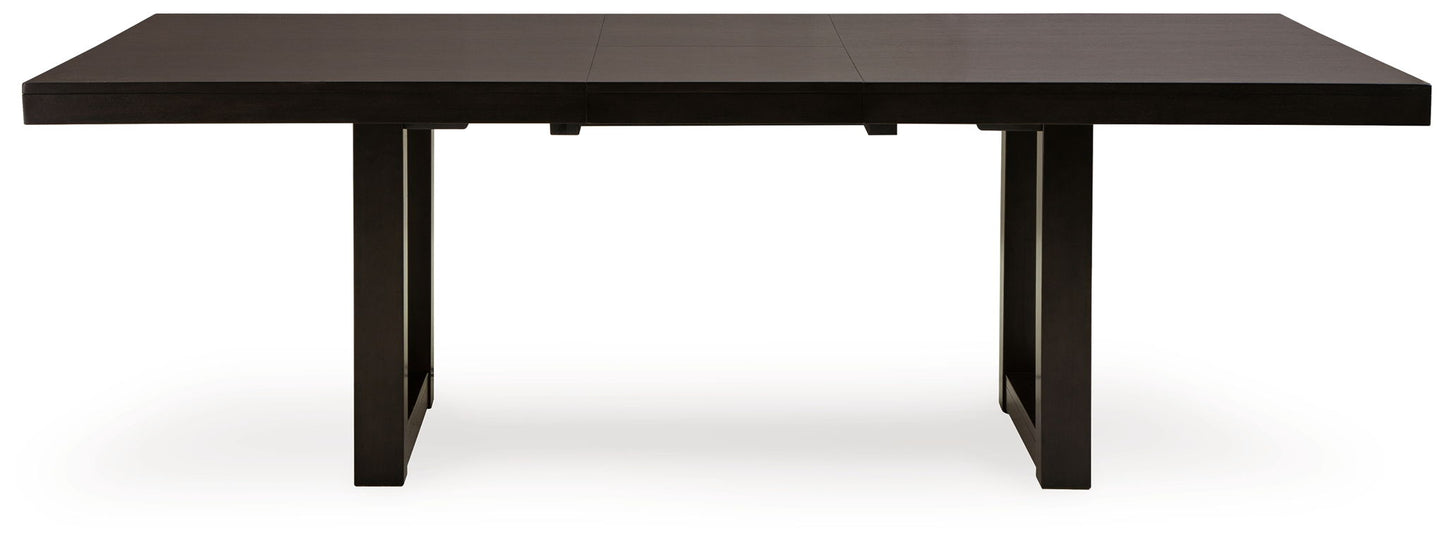 Neymorton - 7 Pc. - Rectangular Extension Table, 6 Side Chairs - Dark Grayish Brown