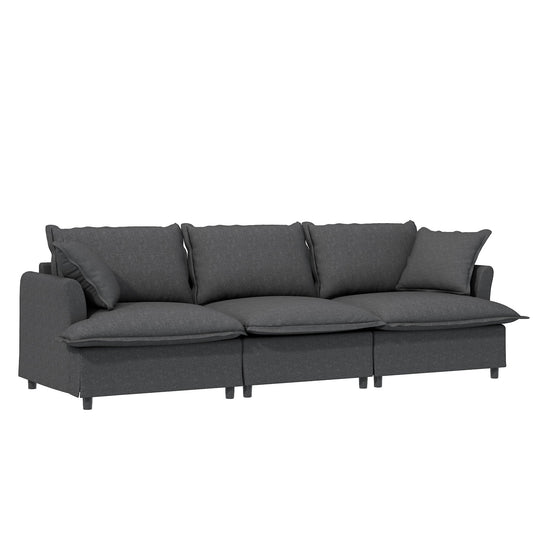 3 Seat Sofa Module For Modular Sectional Wide Seat Cloud Couch With Throw Pillows Upholstered