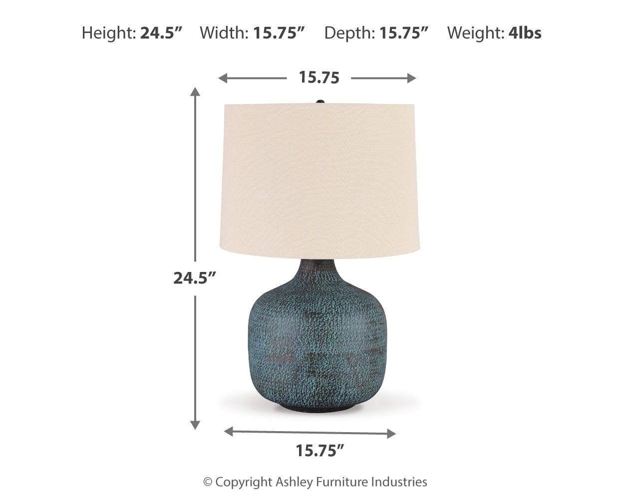 Malthace - Metal Table Lamp - Patina