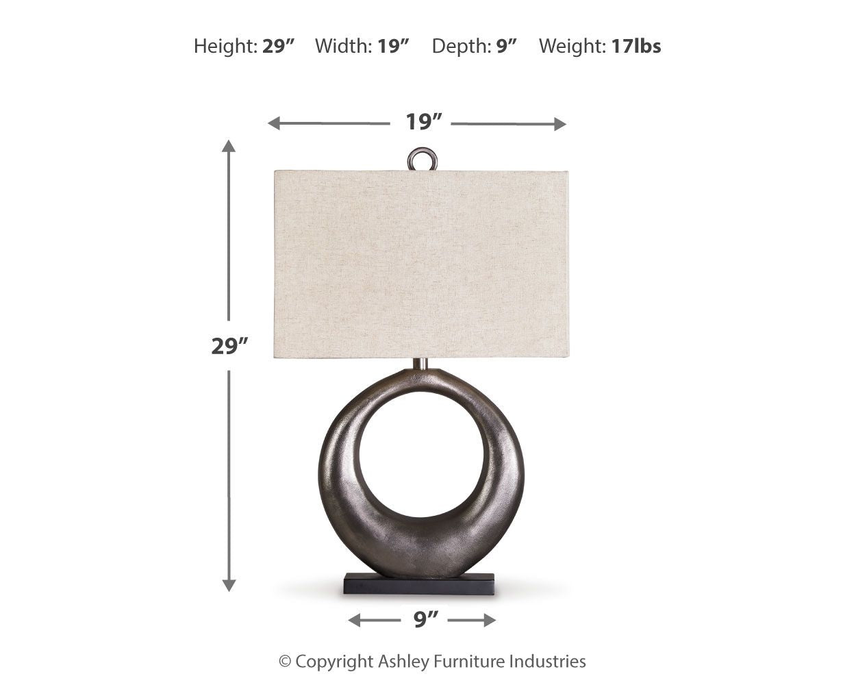 Saria - Metal Table Lamp - Antique Silver Finish