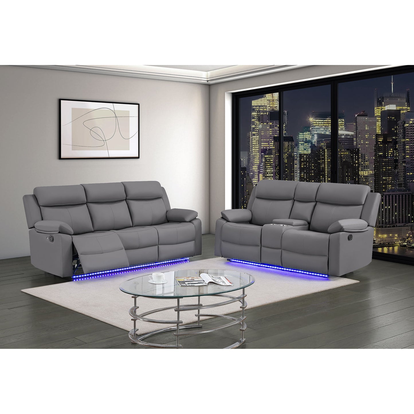 Blanche - Console Reclining Loveseat With LED Lights