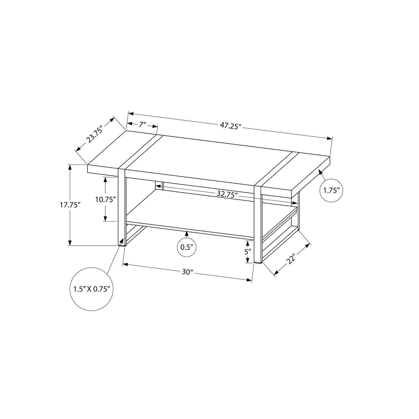 Coffee Table, Accent, Cocktail, Rectangular, Living Room, Contemporary, Modern