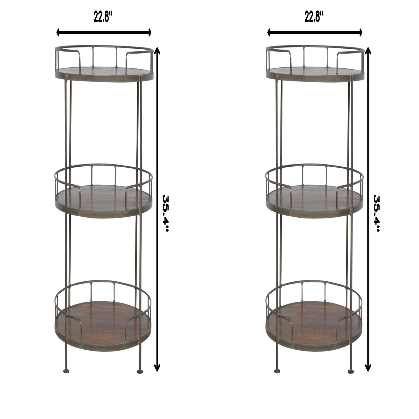 Industrial Round Butler Tray Table - Chestnut