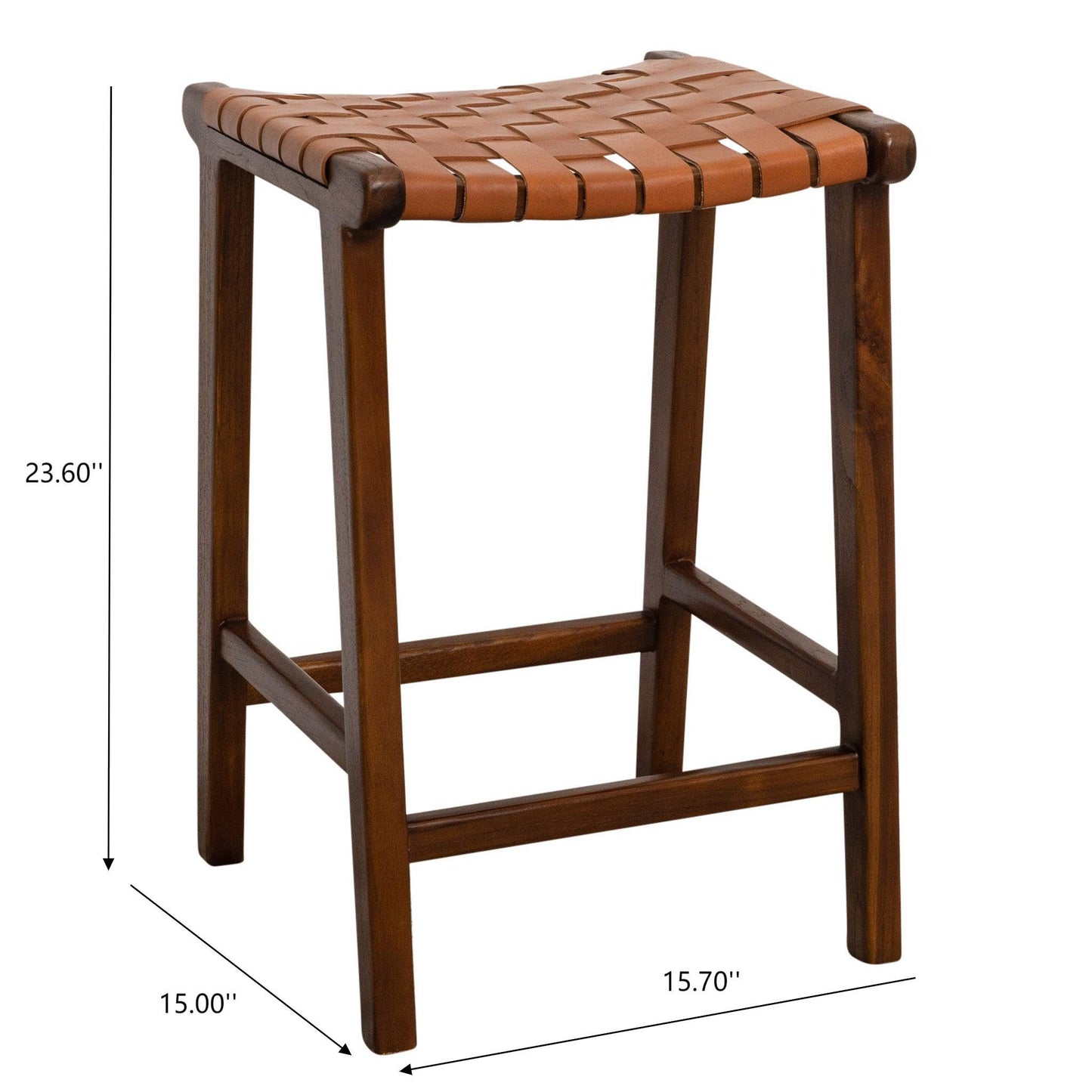James - Mid-Century Modern Genuine Leather Counter Stool