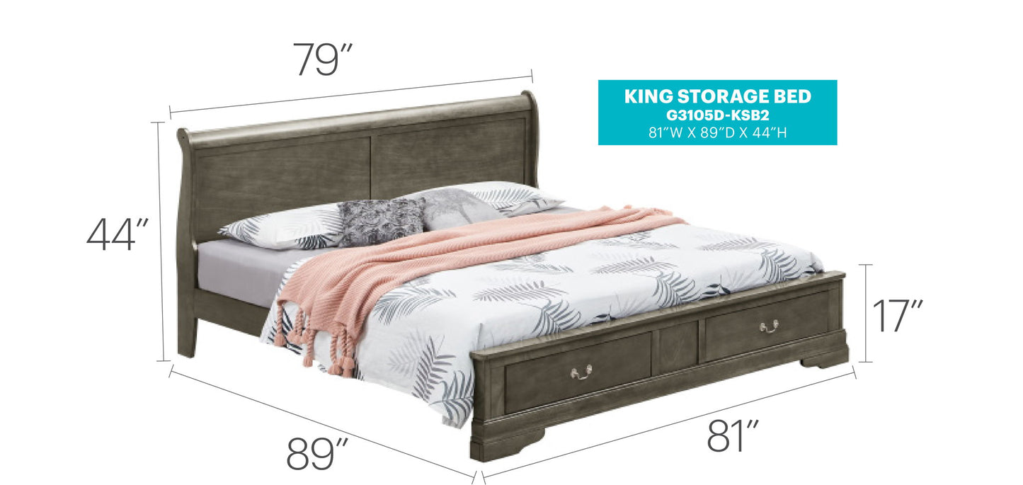 Upholstered Panel Sleigh Bed Design