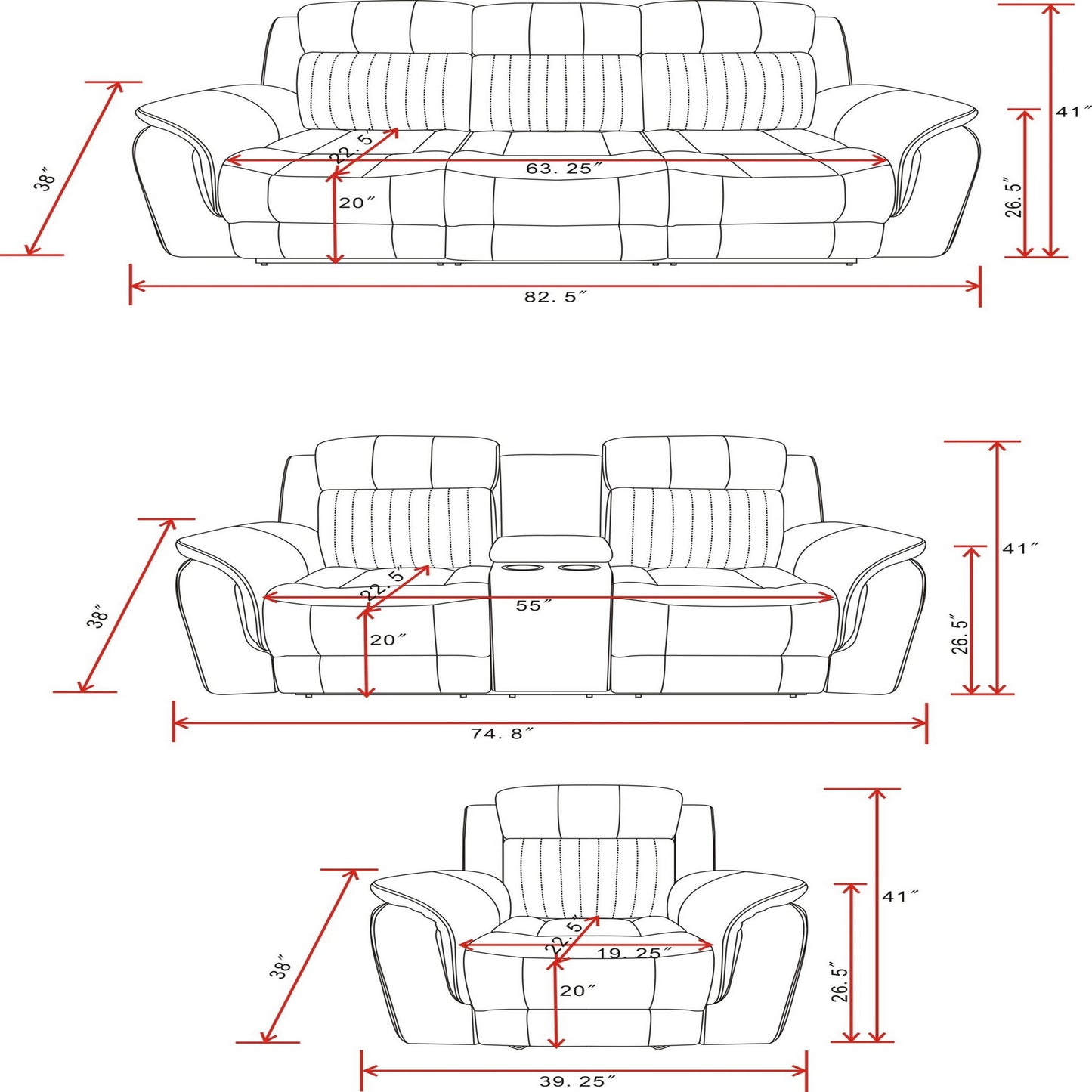 Steban - Reclining Sofa - Gray