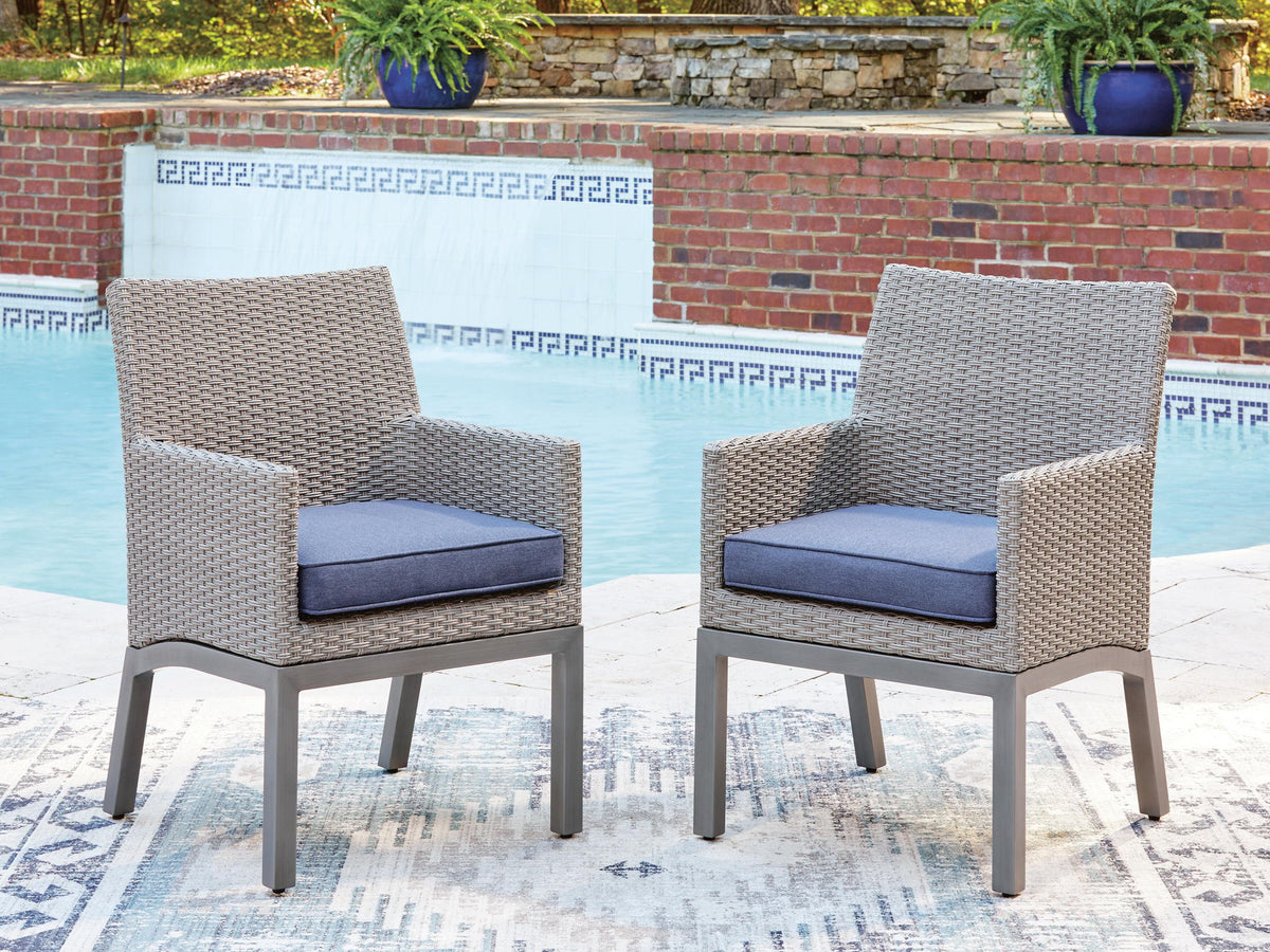Half Moon Beach - Arm Chair With Cushion (Set of 2) - Blue / Gray