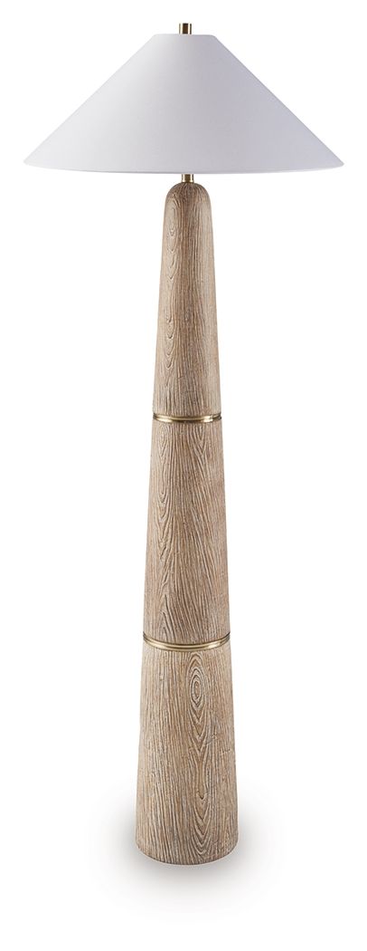 Gasparleigh - Poly Floor Lamp - Brown / Gold Finish