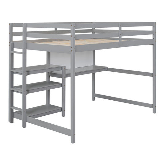 Loft Bed With Shelves, Desk And Writing Board