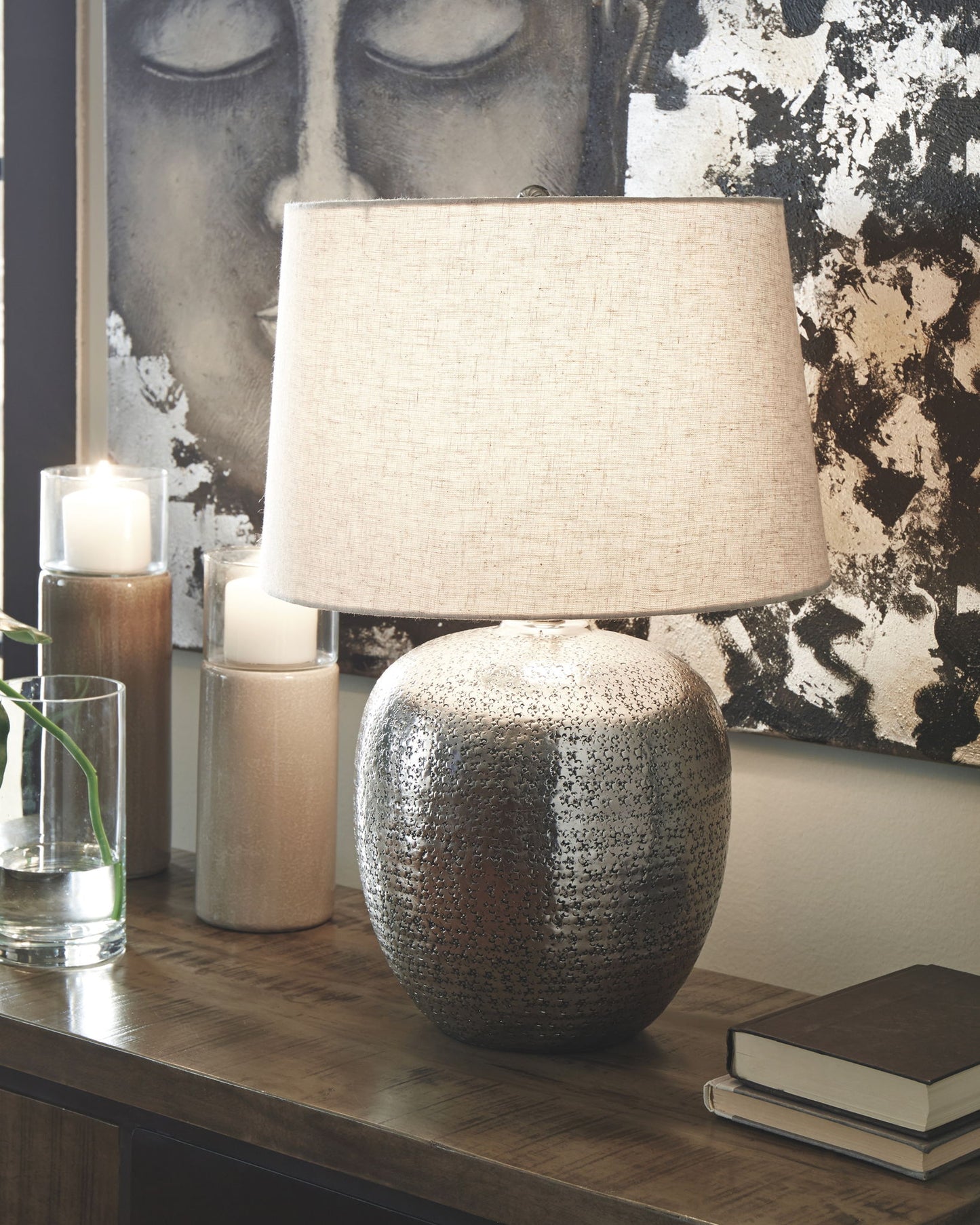 Magalie - Metal Table Lamp  - Antique Silver Finish