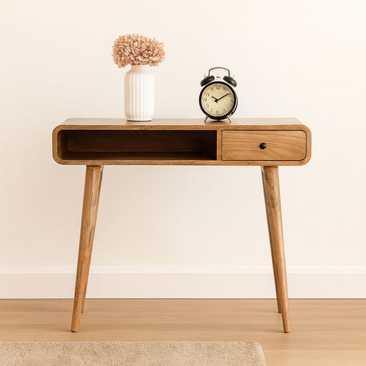 Curved Writing Desk - Oak