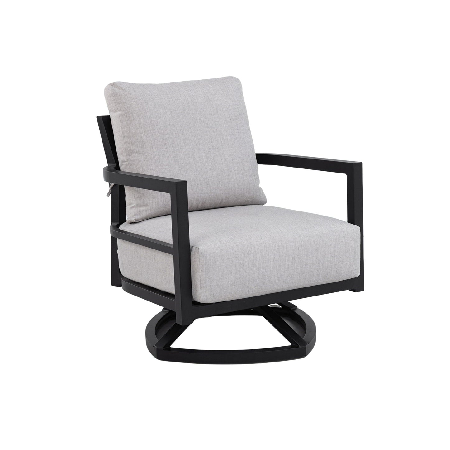 Outdoor Swivel Lounge Chair With Sunbrella Cushion, Weather Resistant - Ember Black