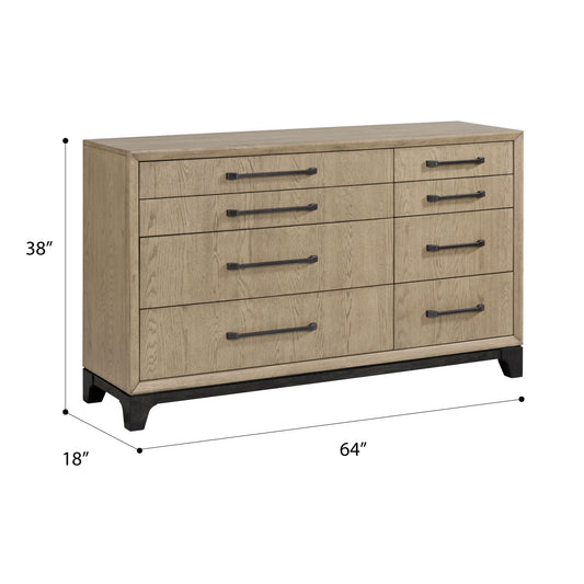 8 Drawer Dresser With Feet And Pulls - Brown
