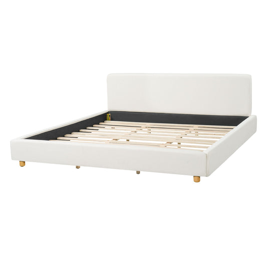 Upholstered Platform Bed Frame With Thick Headboard
