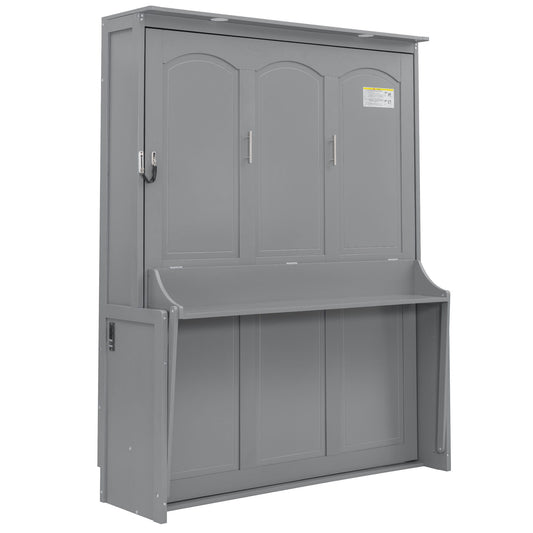 Murphy Bed With Desk, LED Lights And USB Charging Station