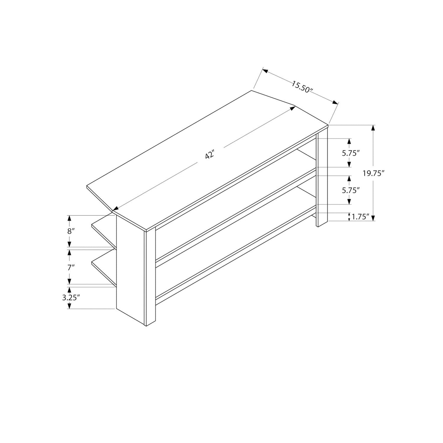 TV Stand, Console, Media Entertainment Center, 3 Storage Shelves