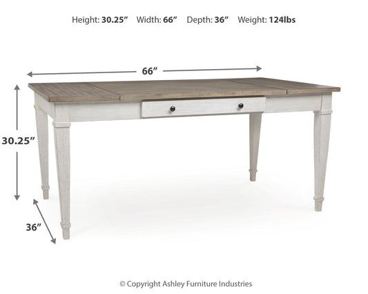 Skempton - RECT DRM Table w/Storage - White