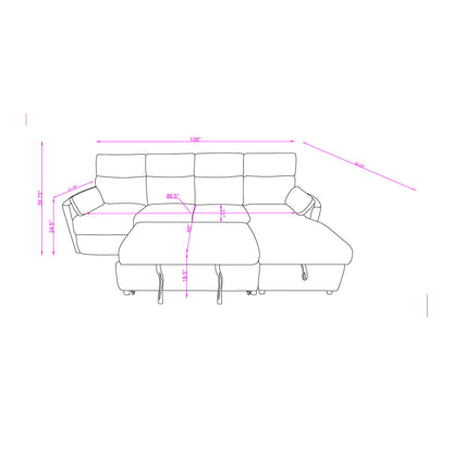 Sleeper Sofa With Storage Chaise - Grey