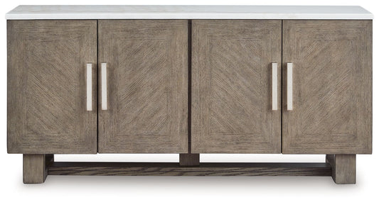 Loyaska - Extra Large TV Stand - Grayish Brown / White
