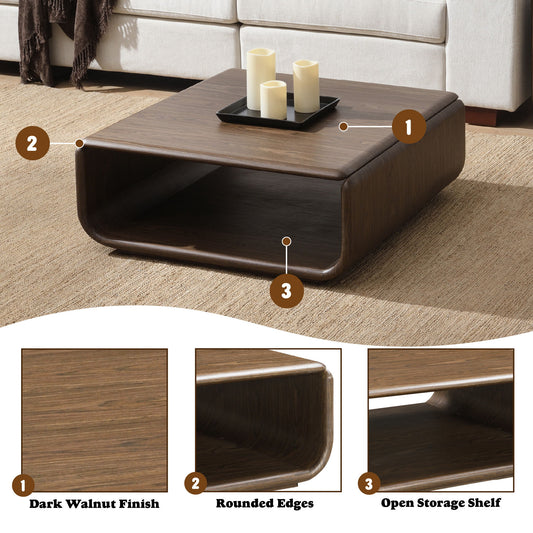 Lanza - Coffee Table With Open Shelf Storage - Dark Walnut