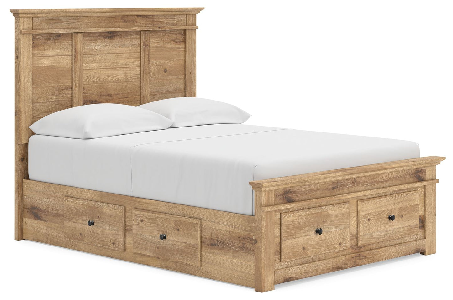 Makidern - Panel Storage Bed With 2 Under Bed Storage Units