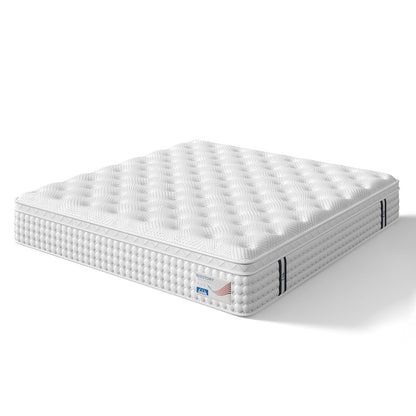 12" King Hybrid Mattress, Memory Foam & Pocket Spring Bed, Medium Firm Comfort, Spine Support, Quiet & Breathable - White