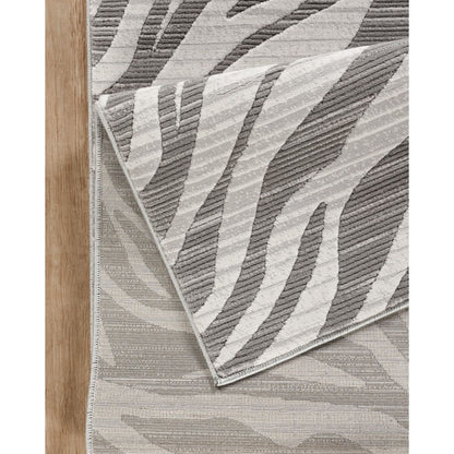 Geometrix - 5'3" X 7'3" Area Rug Geometric & 3D Effect - Ivory / Gray