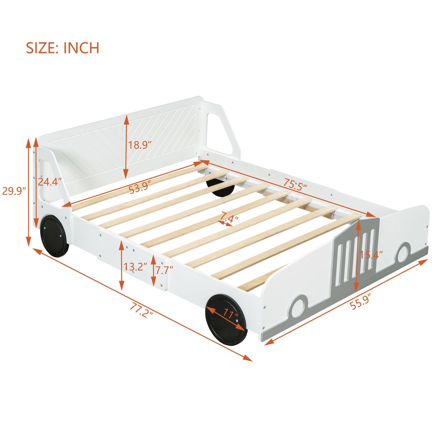 Car Shaped Platform Bed With Wheels