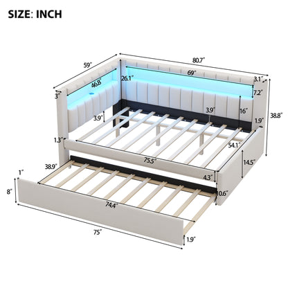 Upholstered Platform Bed With USB Ports And LED Belt
