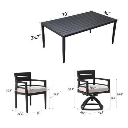 Outdoor Modern Dining Set, Chairs Sunbrella Cushioned And Dining Table With Umbrella Hole