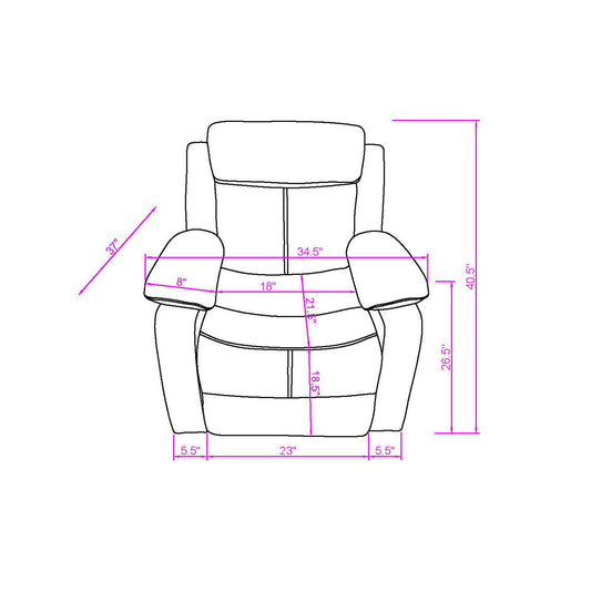 Blanche - Glider Recliner With LED Light In, Medium Firm Seating, Pillow Top Arms - White