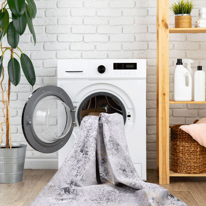 Maval - 8' X 10' Area Rug Washable - Gray / Gold