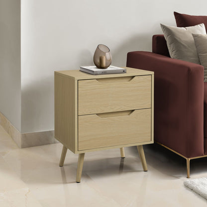 Accent Table With Storage Drawers - Natural